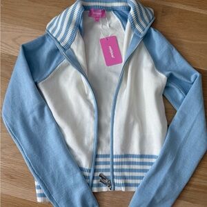 NWT Edikted Blue and White Striped Zip Up